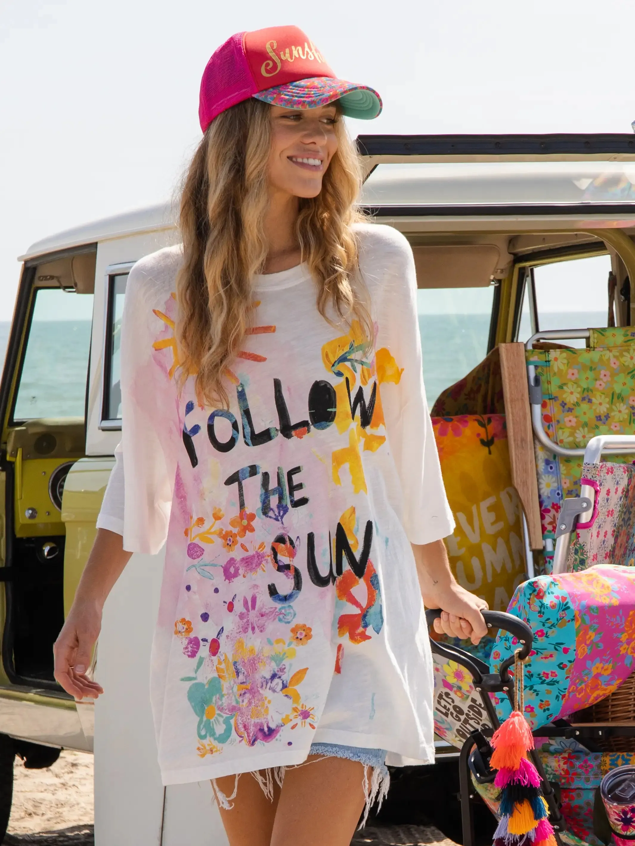 One Size Cotton Easy Tee - Follow The Sun White sold by NATURAL LIFE