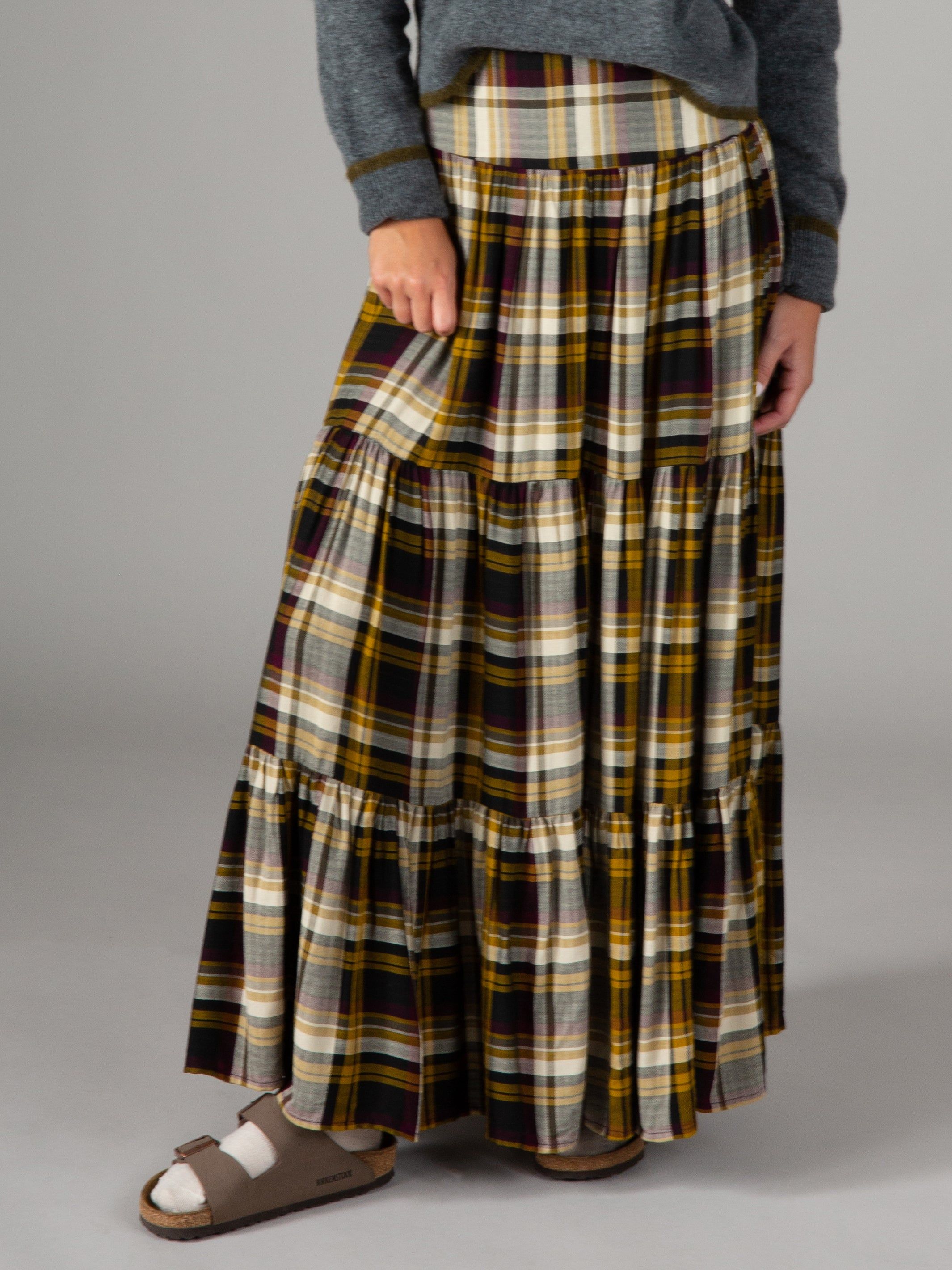 Hanna Convertible Maxi Skirt - Black Tan Plaid sold by NATURAL LIFE product image thumbnail 2