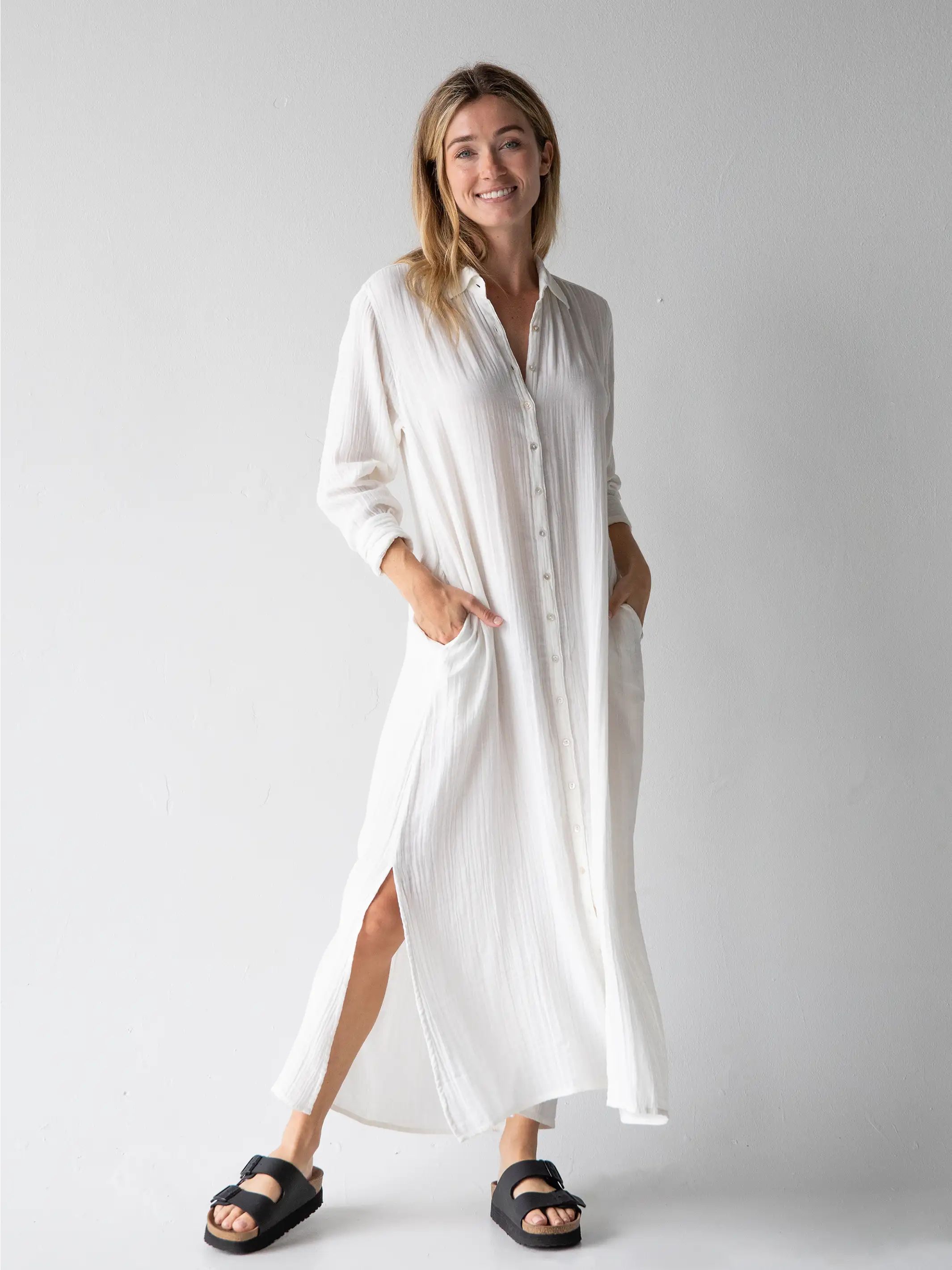 Drew Gauze Shirt Dress - White sold by NATURAL LIFE product image thumbnail 3