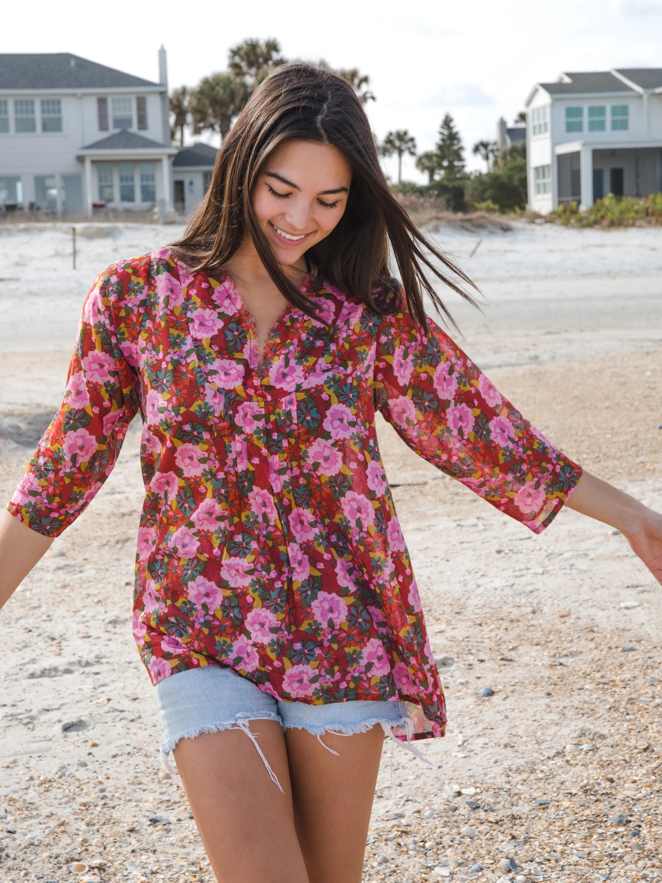 Cotton Tunic-In-A-Bag - Pink Red Floral sold by NATURAL LIFE product image thumbnail 5