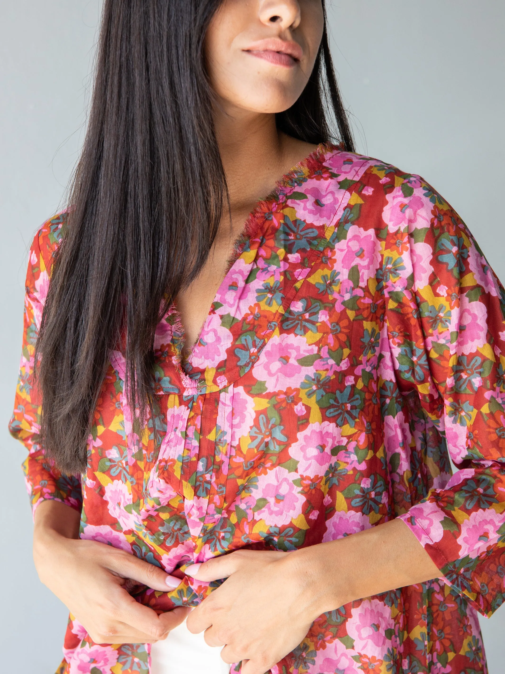 Cotton Tunic-In-A-Bag - Pink Red Floral sold by NATURAL LIFE product image thumbnail 3