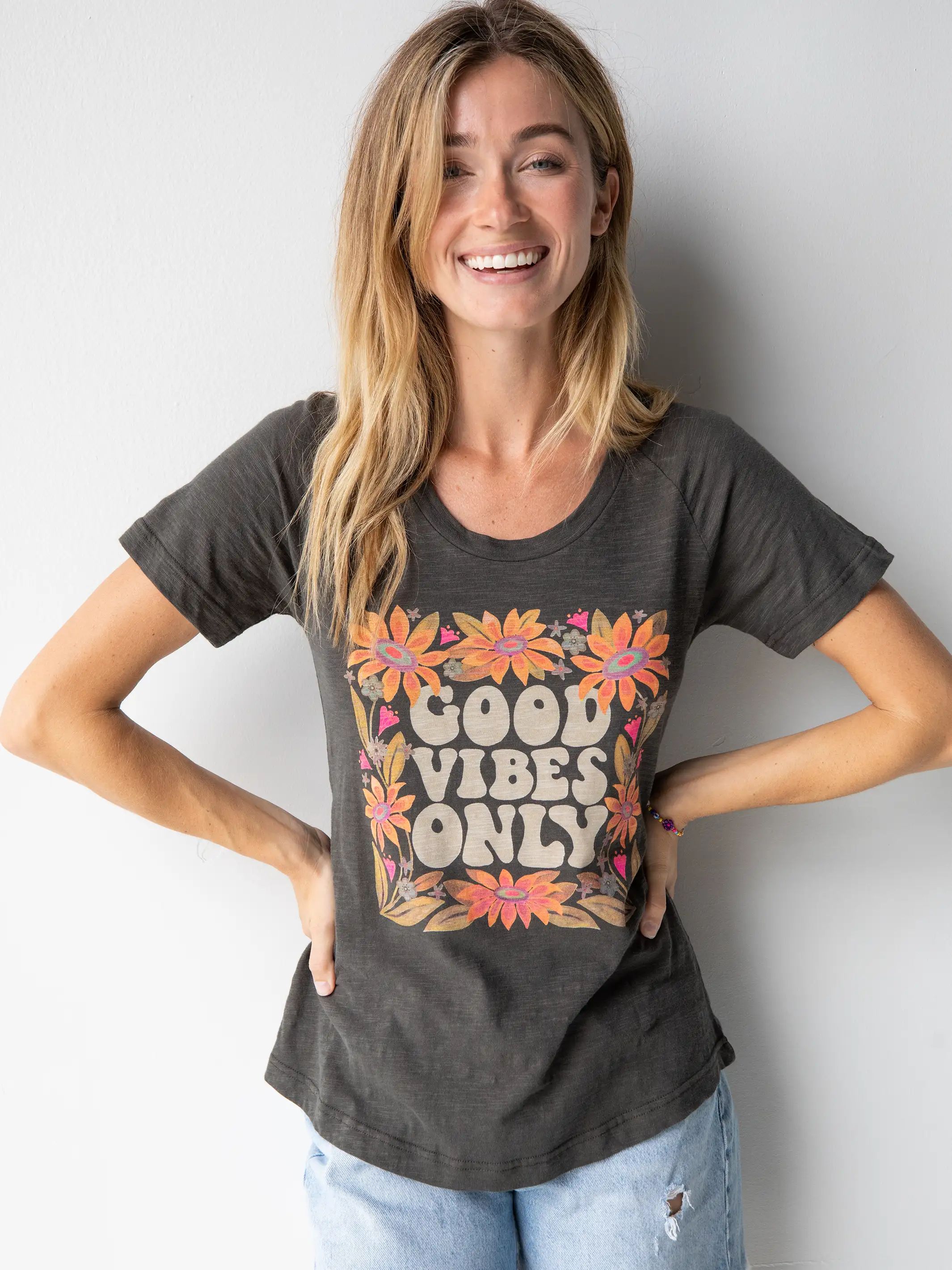 Boho Tee Shirt - Good Vibes Only sold by NATURAL LIFE