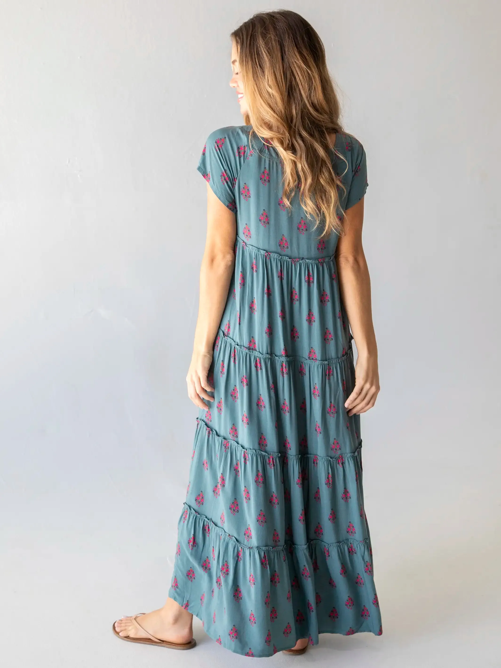 Berkley Maxi Dress - Teal Folk Floral sold by NATURAL LIFE product image thumbnail 3