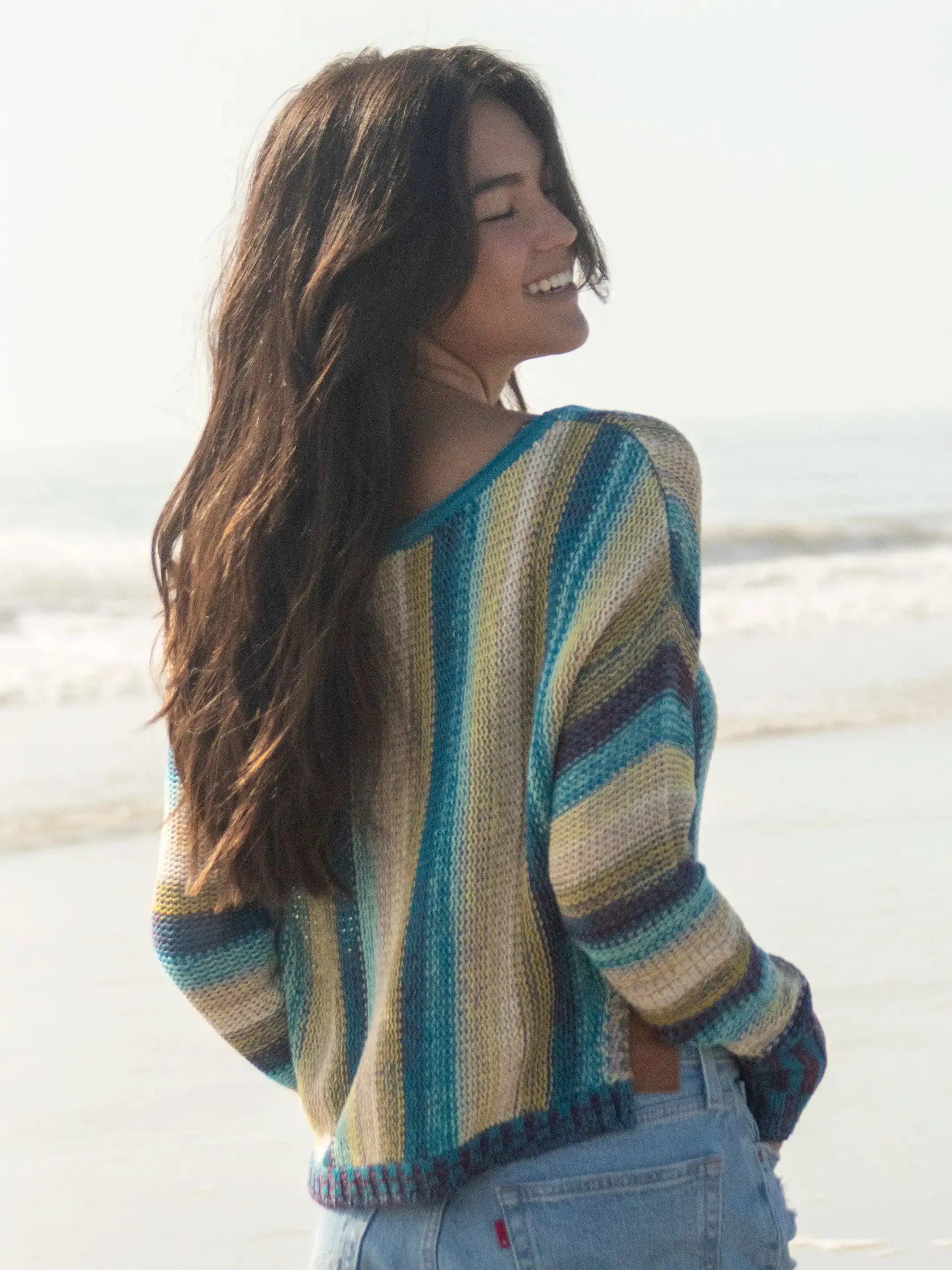 Patti Layering Sweater - Blue Stripe sold by NATURAL LIFE product image thumbnail 3