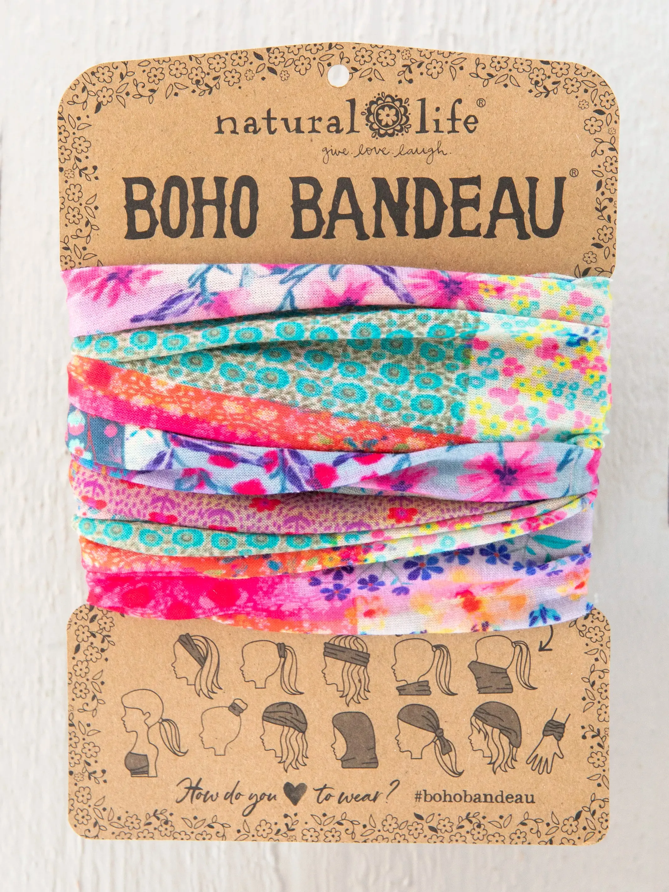 Full Boho Bandeau® Headband - Pink Watercolor Patchwork sold by NATURAL LIFE product image thumbnail 3