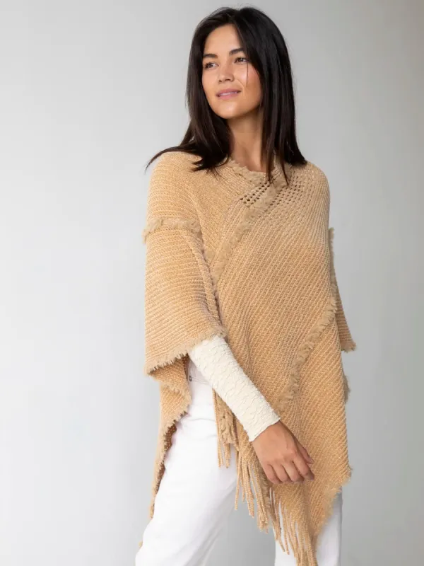 Chenille Poncho Scarf - Tan sold by NATURAL LIFE