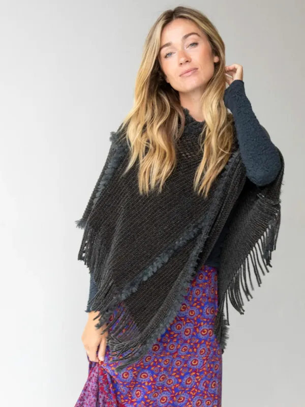 Chenille Poncho Scarf - Charcoal sold by NATURAL LIFE