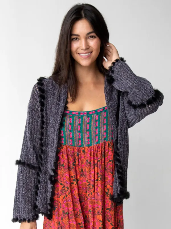 So Soft Chenille Cardigan - Charcoal sold by NATURAL LIFE