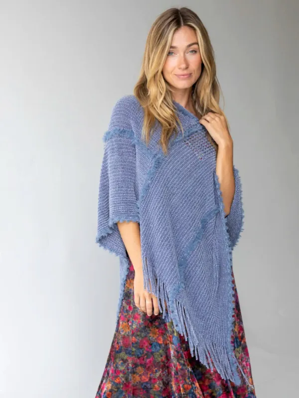 Chenille Poncho Scarf - Light Blue sold by NATURAL LIFE