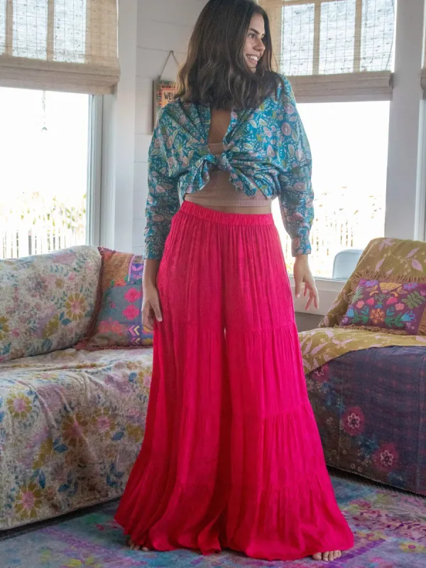 Jacquard Patti Palazzo Pant - Magenta sold by NATURAL LIFE