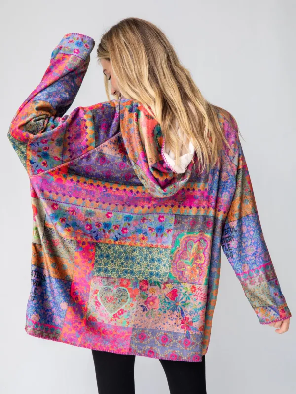 Cozy Blanket Hoodie - Love Folk Floral Patchwork sold by NATURAL LIFE