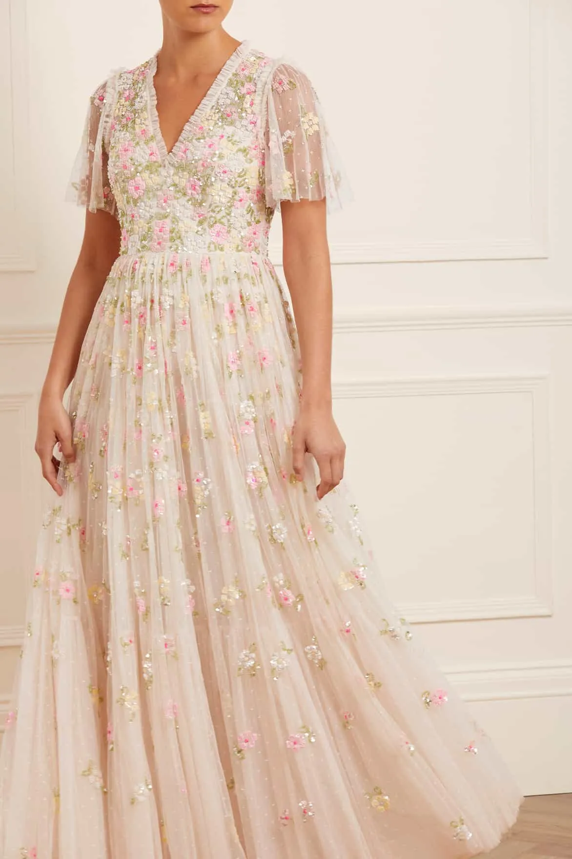 Freesia Shimmer V-Neck Gown sold by Needle & Thread product image thumbnail 2