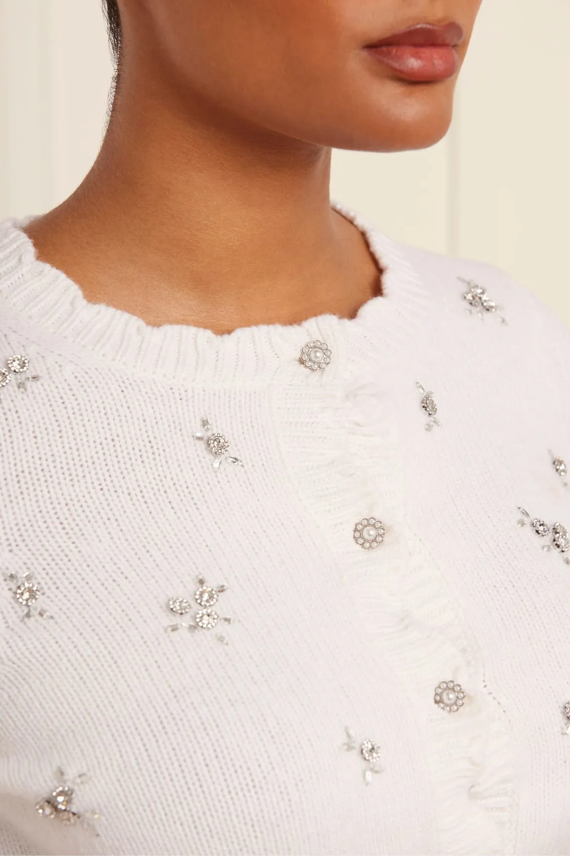 Scattered Floral Embellished Short Cardigan sold by Needle & Thread product image thumbnail 3