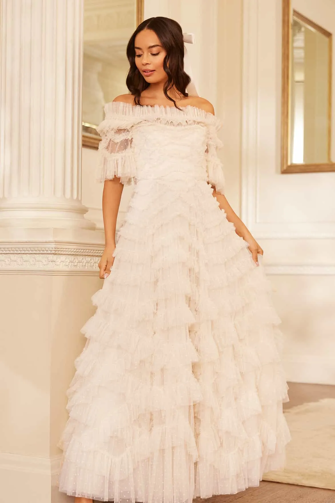 Lana Off-Shoulder Gown sold by Needle & Thread