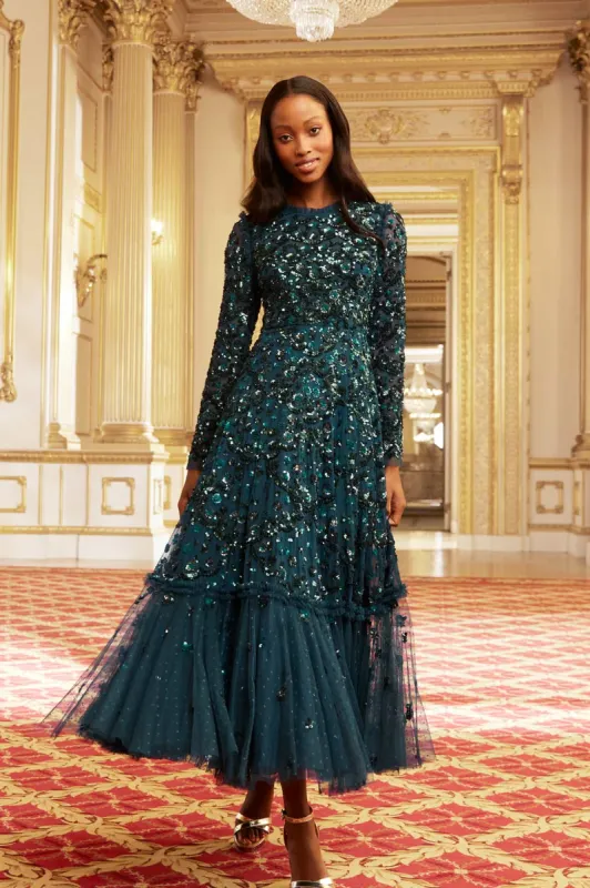 Alina Sequin Ankle Gown sold by Needle & Thread