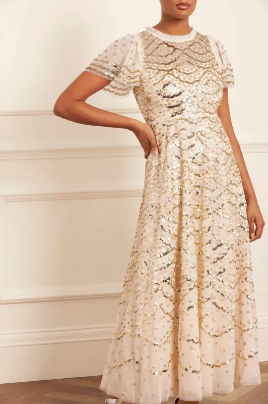 Deco Dot Gloss Ankle Gown sold by Needle & Thread