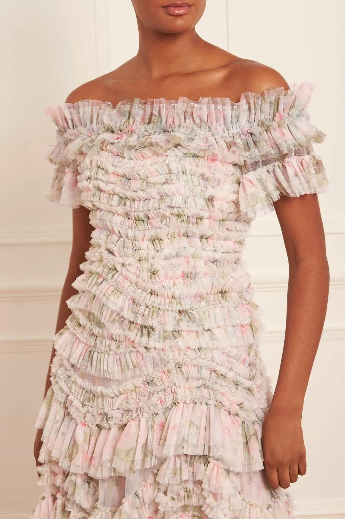 Rose Powder Off-Shoulder Gown sold by Needle & Thread product image thumbnail 4