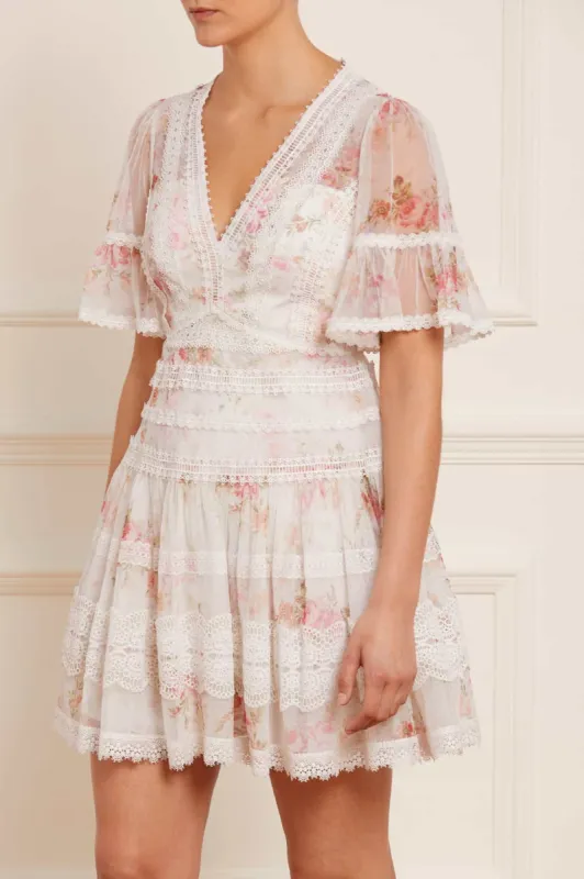 Trailing Blooms Lace Micro Mini Dress sold by Needle & Thread
