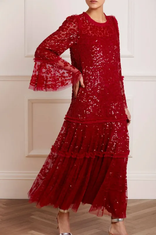 Annie Sequin Tiered Ankle Gown sold by Needle & Thread
