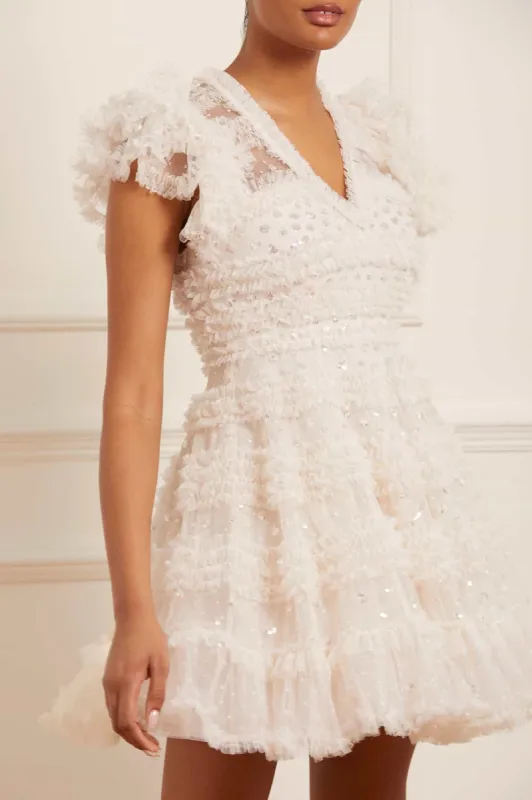 Vivian V-Neck Micro Mini Dress sold by Needle & Thread