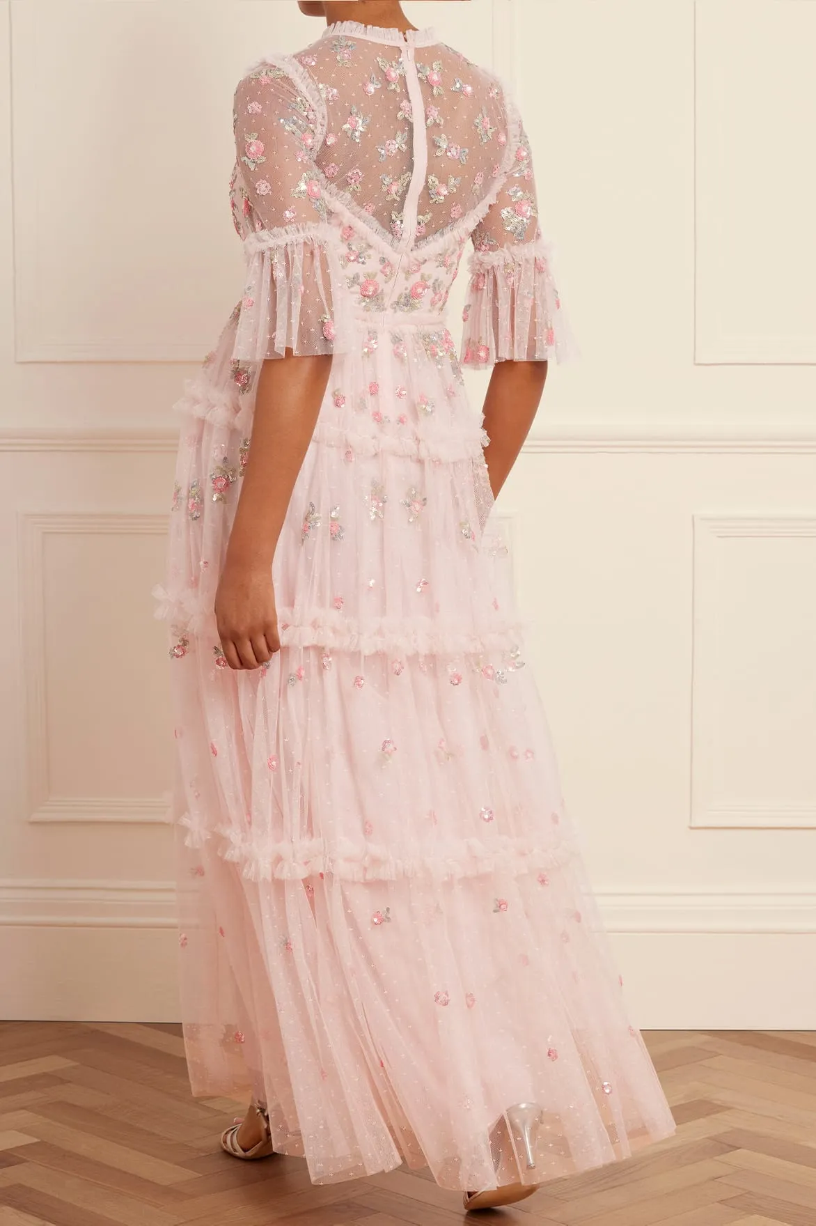 Shimmer Ditsy Long Sleeve Gown sold by Needle & Thread product image thumbnail 4