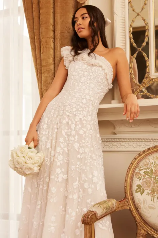 Posy Pirouette One-Shoulder Ankle Gown sold by Needle & Thread