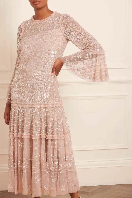 Annie Gloss Tiered Ankle Gown sold by Needle & Thread