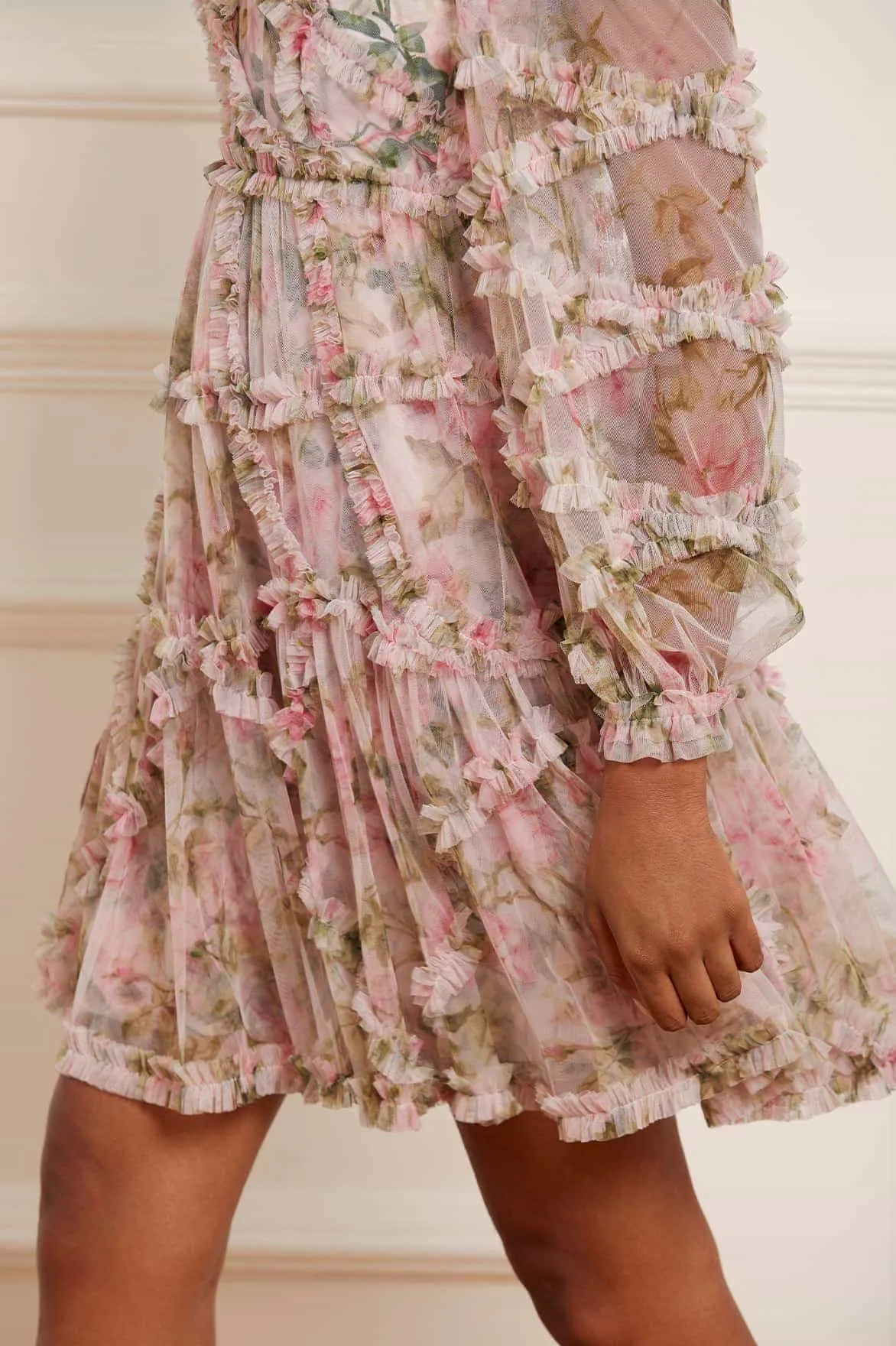 English Rose Diamond Ruffle Mini Dress sold by Needle & Thread product image thumbnail 4