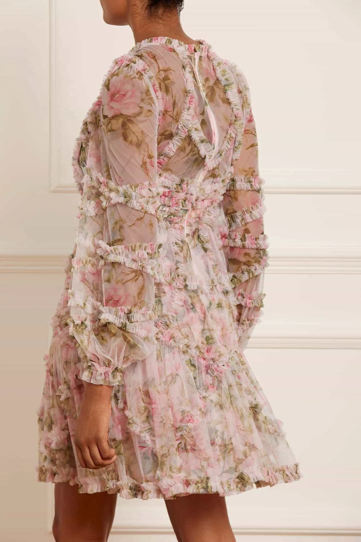 English Rose Diamond Ruffle Mini Dress sold by Needle & Thread product image thumbnail 5
