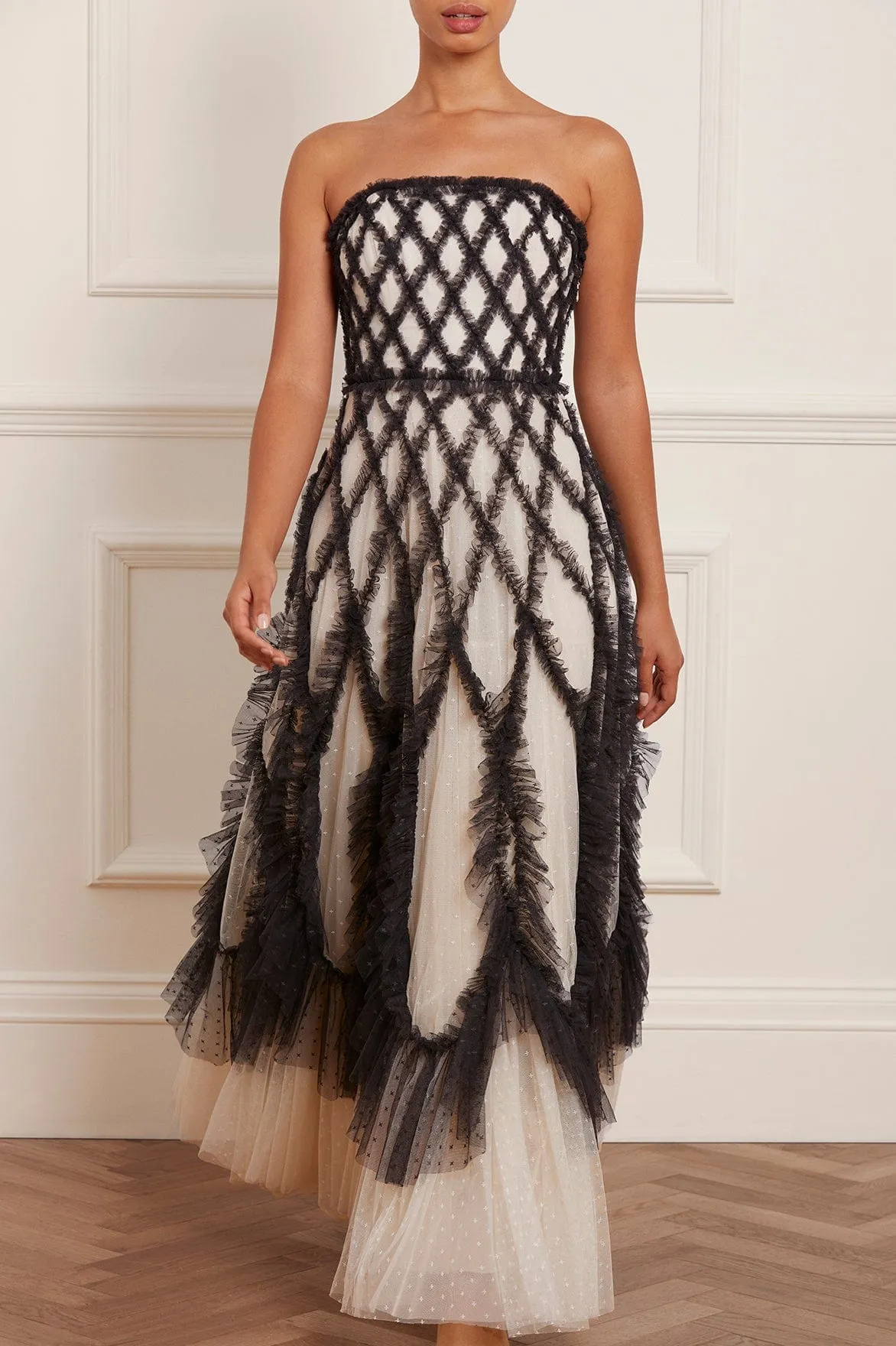 Rosella Ruffle Strapless Gown sold by Needle & Thread product image thumbnail 4