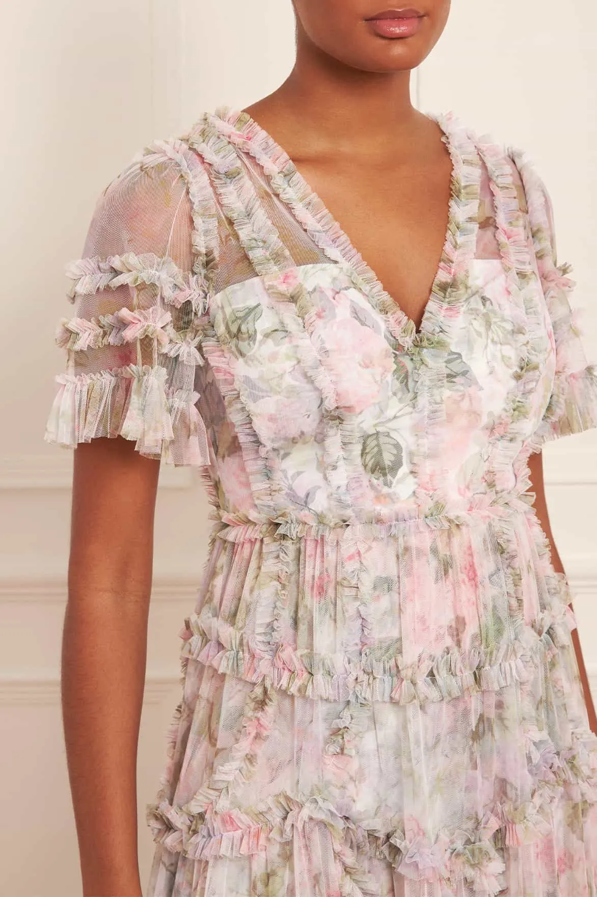 Rose Powder Ruffle Mini Dress sold by Needle & Thread product image thumbnail 4