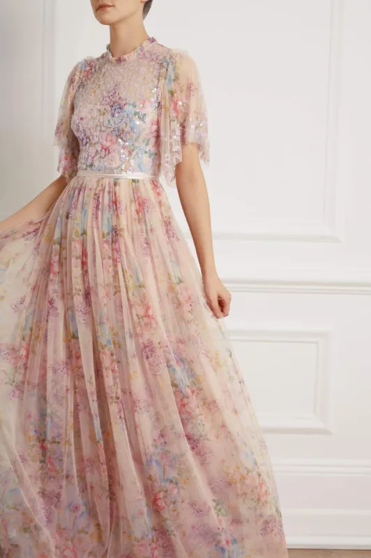 Floral Diamond Bodice Maxi Dress sold by Needle & Thread