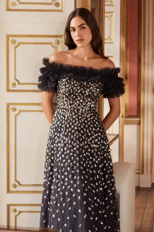 Autumn Leaves Off-Shoulder Ballerina Dress sold by Needle & Thread
