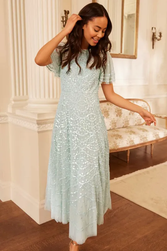 Deco Dot Gloss Ankle Gown sold by Needle & Thread