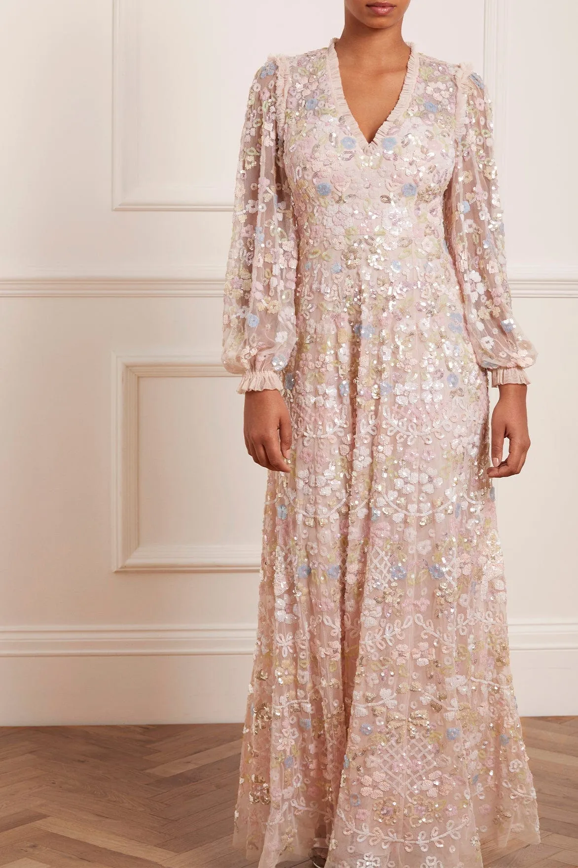 Shimmer Fairytale V-Neck Gown sold by Needle & Thread product image thumbnail 3