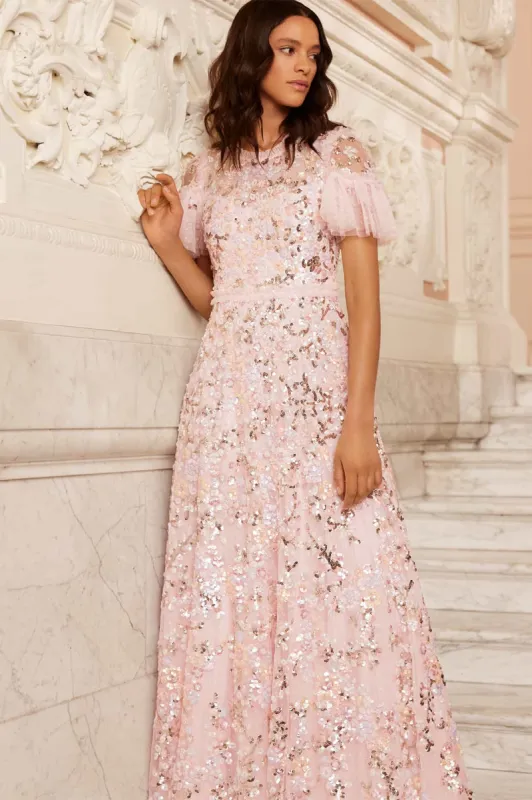 Dream Garland Gloss Round Neck Gown sold by Needle & Thread