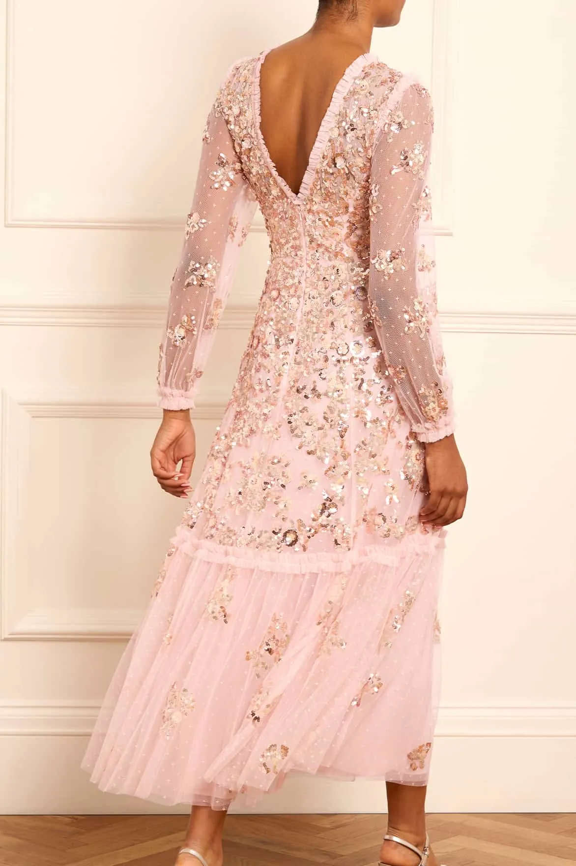 Sequin Chain V-Neck Ankle Gown sold by Needle & Thread product image thumbnail 5