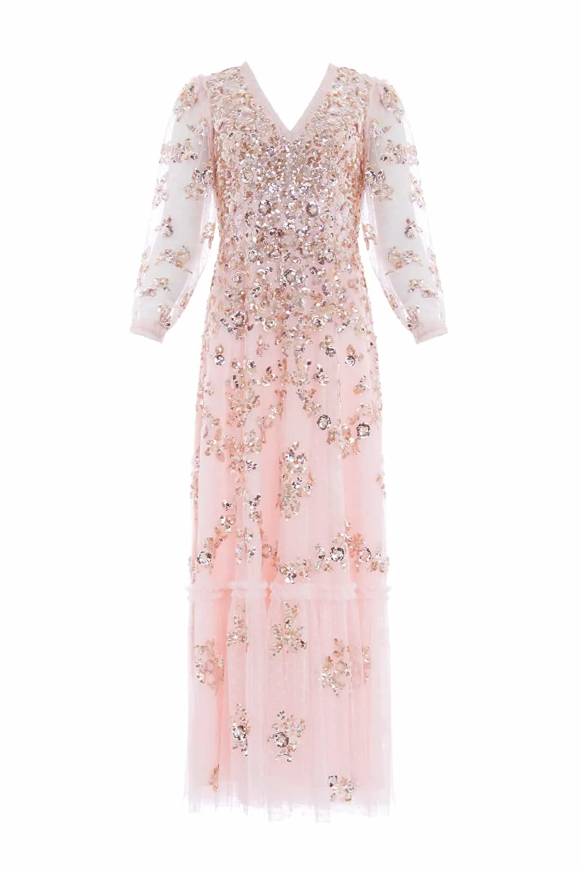 Sequin Chain V-Neck Ankle Gown sold by Needle & Thread product image thumbnail 2