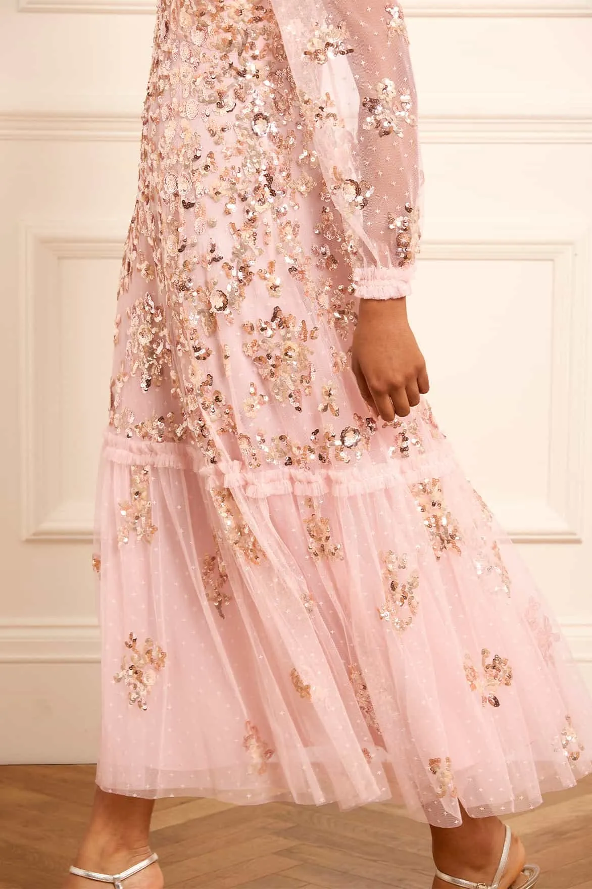 Sequin Chain V-Neck Ankle Gown sold by Needle & Thread product image thumbnail 3