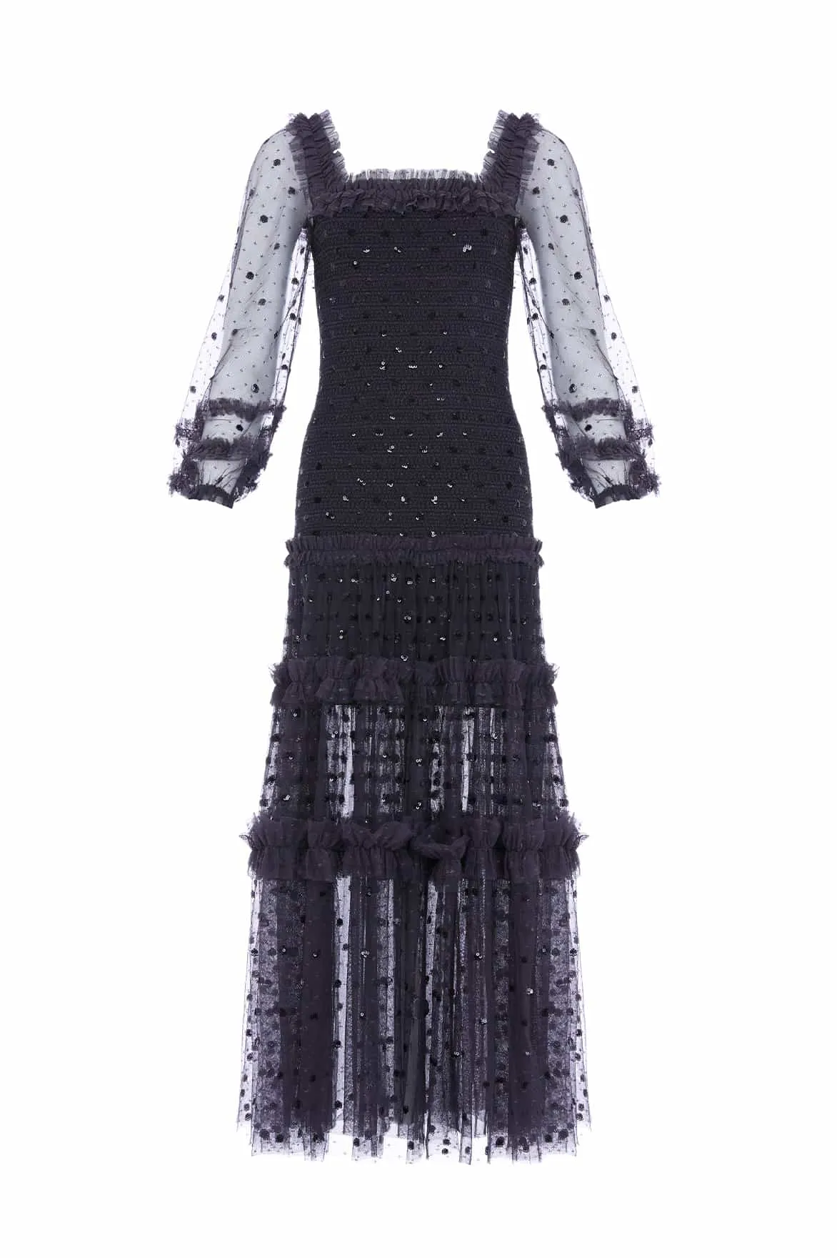 Polka Dot Smocked Long Sleeve Ankle Gown sold by Needle & Thread product image thumbnail 3