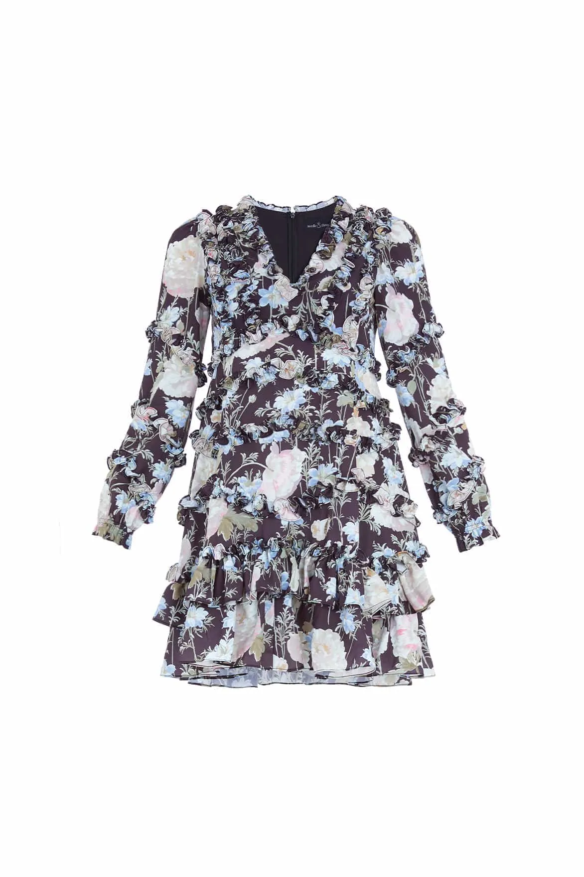 Moonlight Petals V-Neck Crepe Micro Mini Dress sold by Needle & Thread product image thumbnail 3