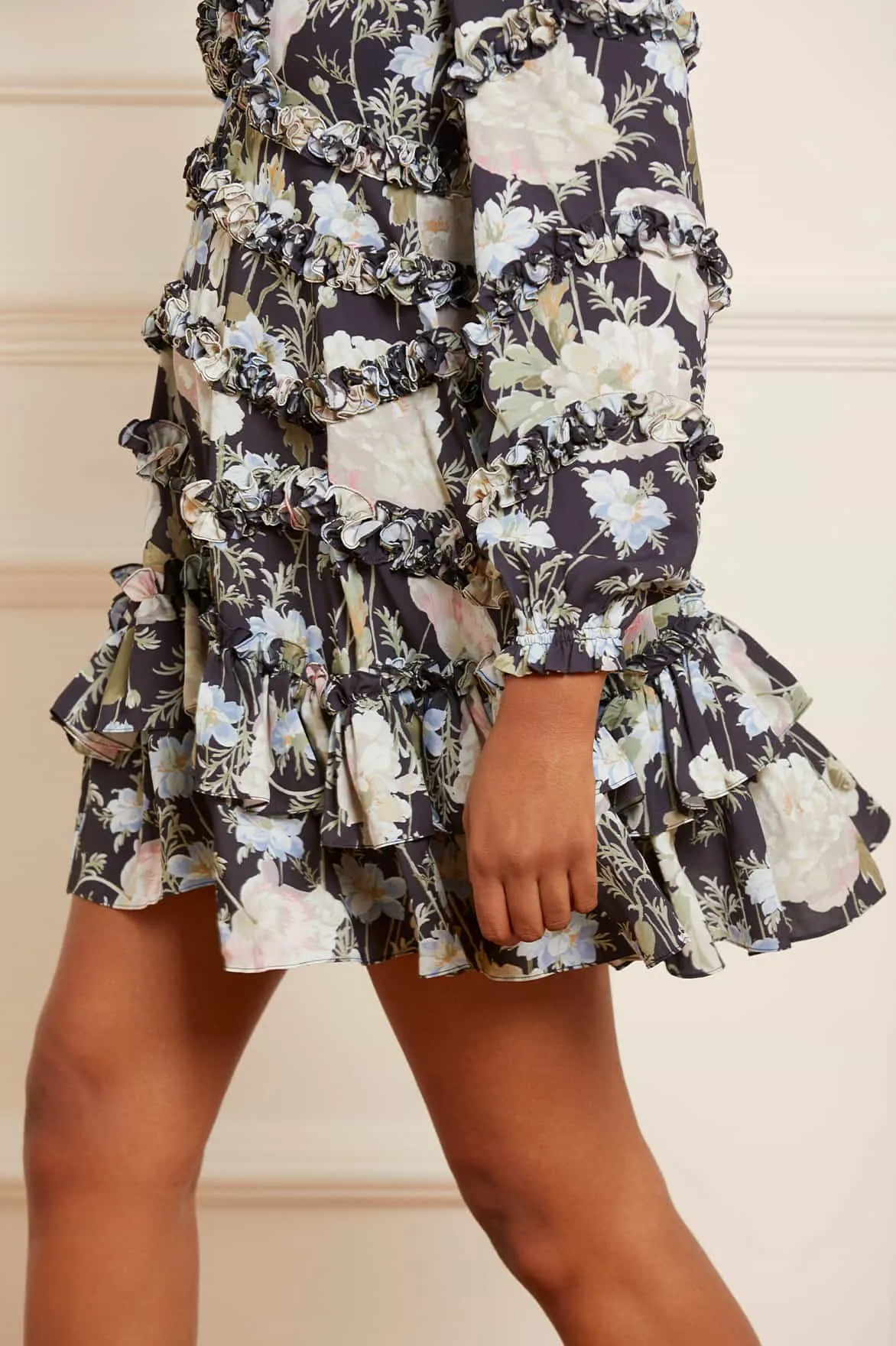 Moonlight Petals V-Neck Crepe Micro Mini Dress sold by Needle & Thread product image thumbnail 5