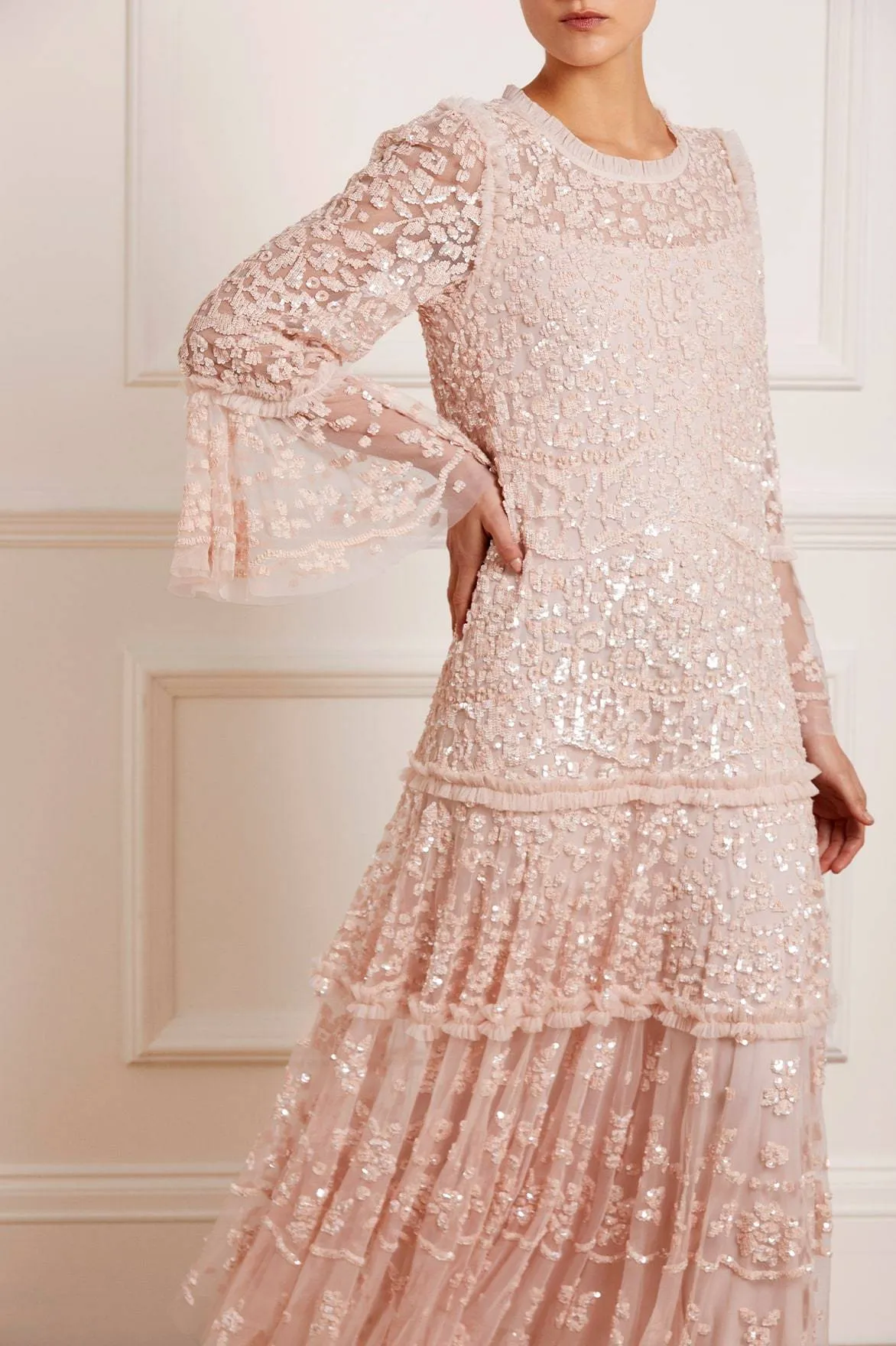 Annie Sequin Tiered Ankle Gown sold by Needle & Thread product image thumbnail 3