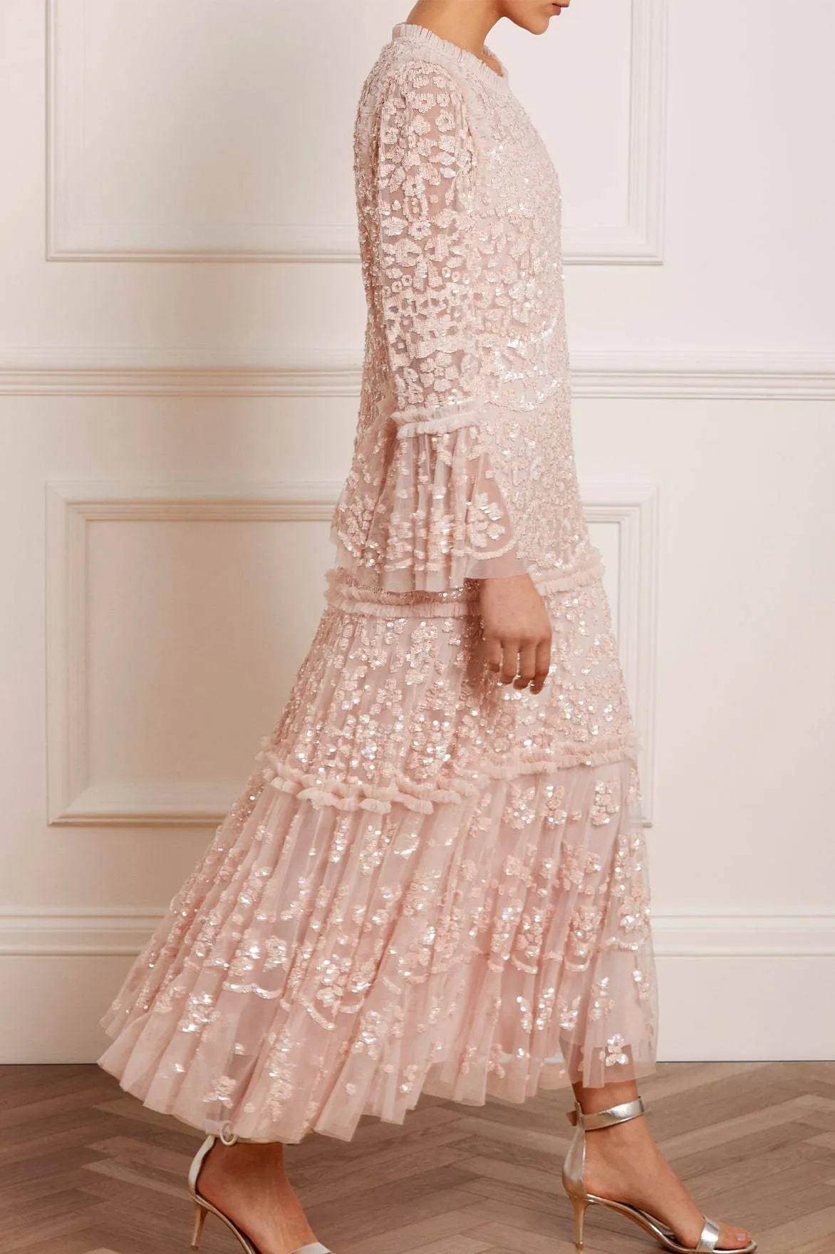 Annie Sequin Tiered Ankle Gown sold by Needle & Thread product image thumbnail 4