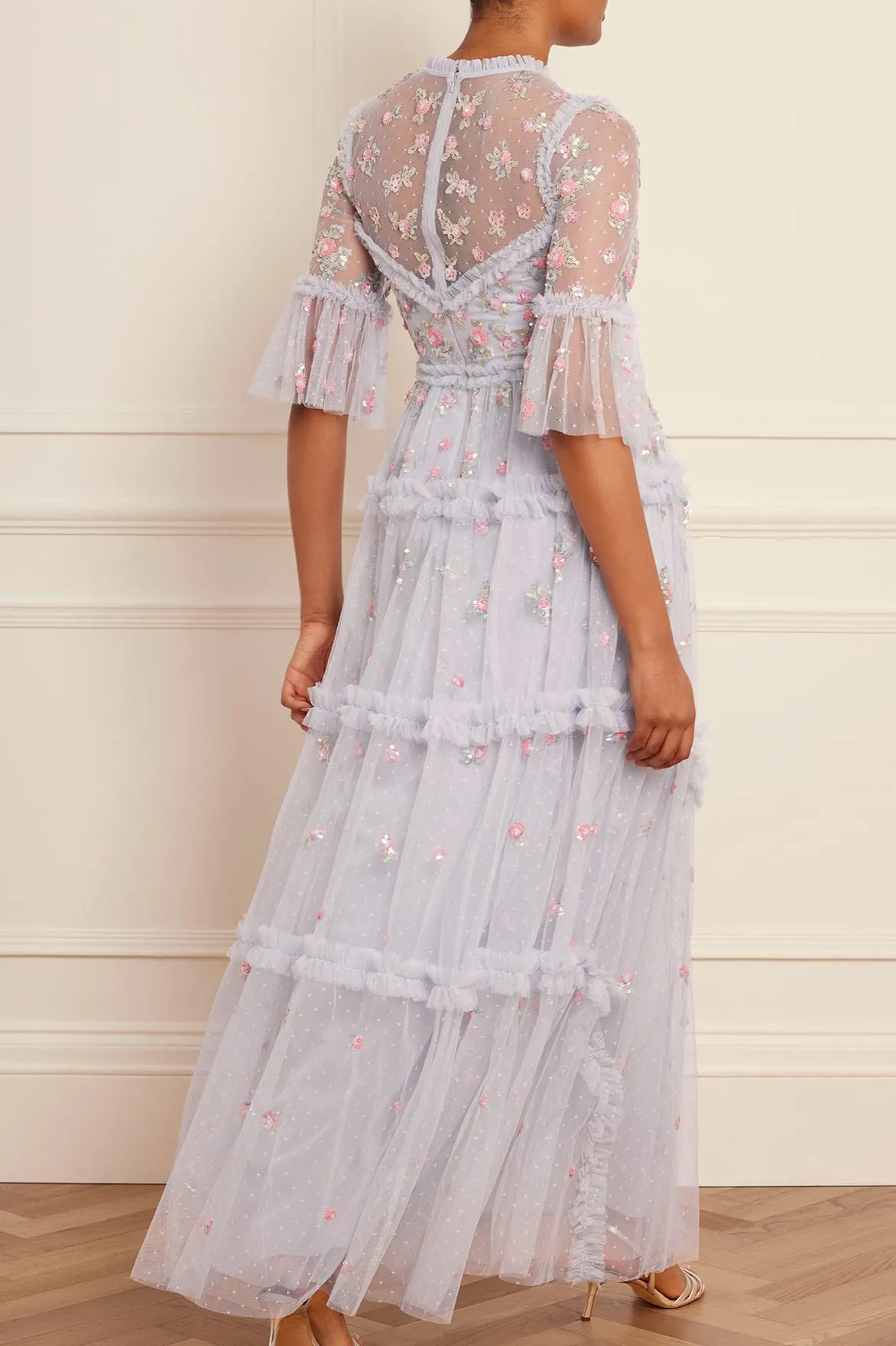Shimmer Ditsy Long Sleeve Gown sold by Needle & Thread product image thumbnail 4