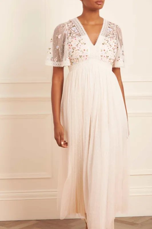 Garland Ribbon Bodice Ankle Gown sold by Needle & Thread