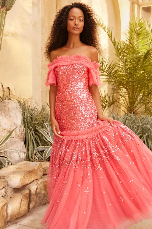 Regal Rose Off-Shoulder Gown sold by Needle & Thread