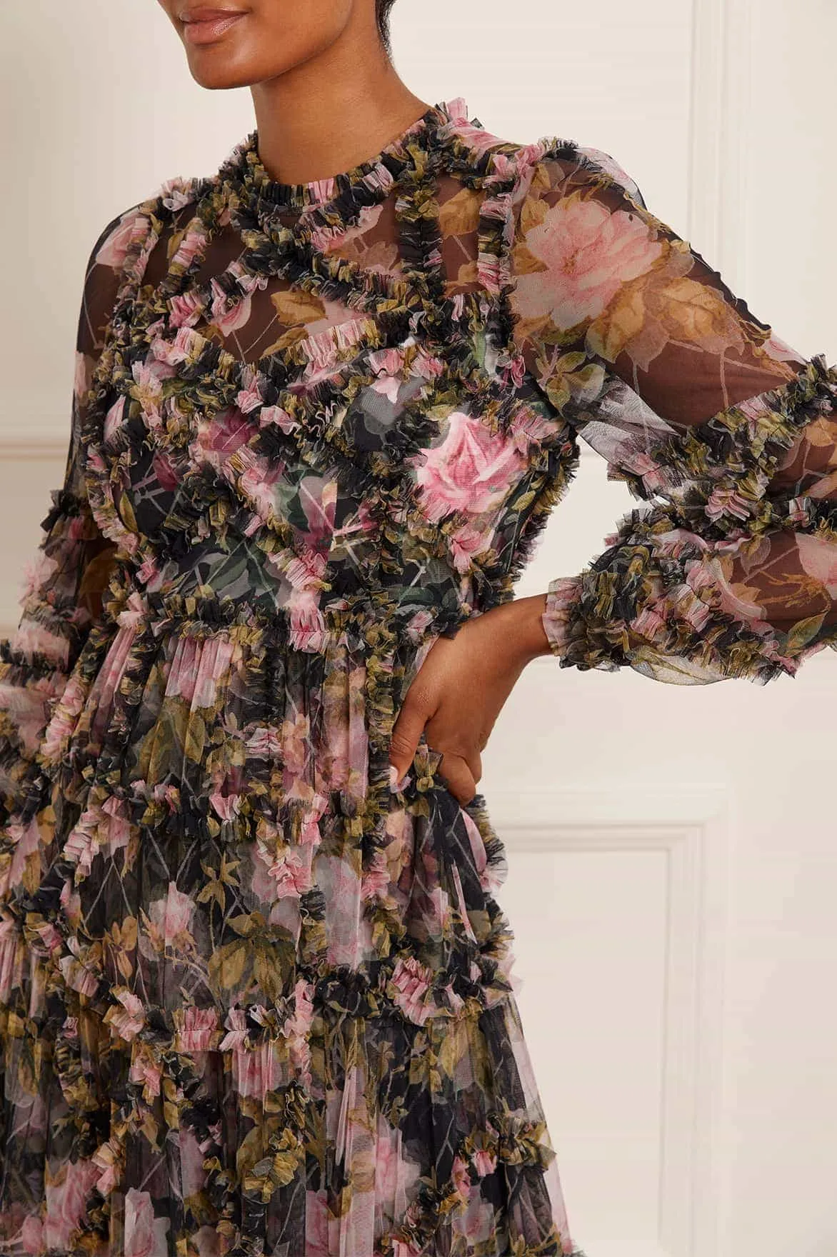 English Rose Diamond Ruffle Mini Dress sold by Needle & Thread product image thumbnail 5