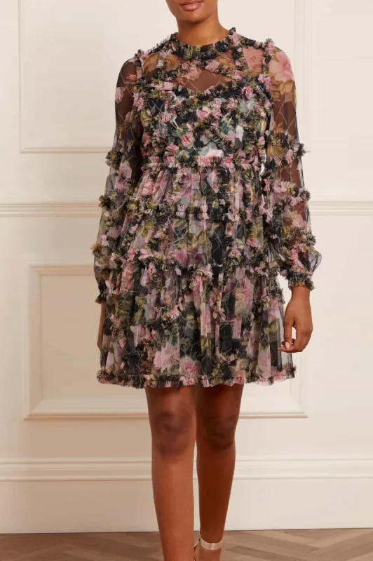 English Rose Diamond Ruffle Mini Dress sold by Needle & Thread