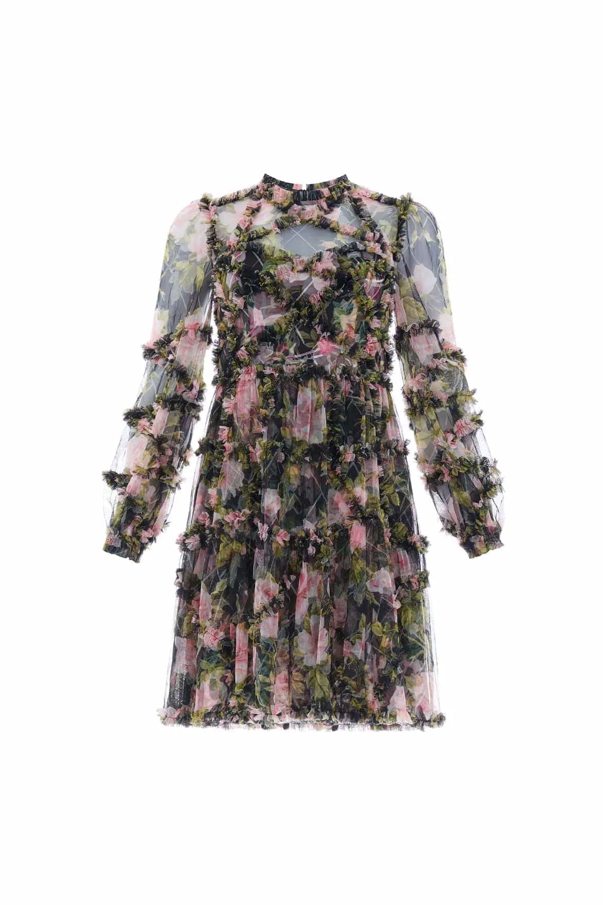 English Rose Diamond Ruffle Mini Dress sold by Needle & Thread product image thumbnail 2